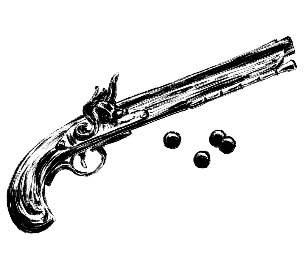 A small pistol with four iron shells.